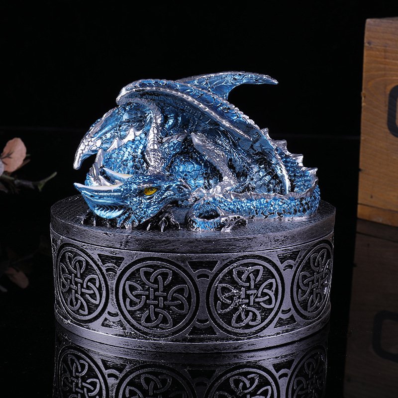 MINI PLANET Retro Dragon Resin Storage Box DND Dice Storage Box Wholesale DND Game Accessories Storage Jewelry Box Ornaments