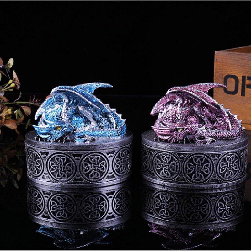 MINI PLANET Retro Dragon Resin Storage Box DND Dice Storage Box Wholesale DND Game Accessories Storage Jewelry Box Ornaments