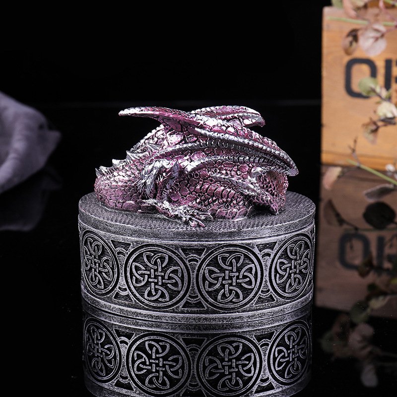 MINI PLANET Retro Dragon Resin Storage Box DND Dice Storage Box Wholesale DND Game Accessories Storage Jewelry Box Ornaments