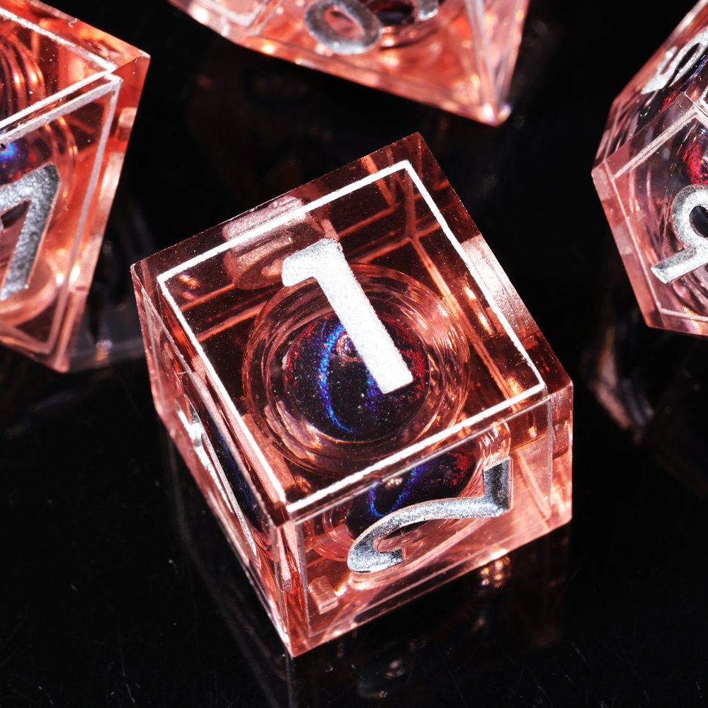 MINI PLANET DND Dice Set Fire Blue Dragon Eye Liquid Core Dice RPG Dungeons&Dragons Wholesale Custom Polyhedral Resin Dice Set