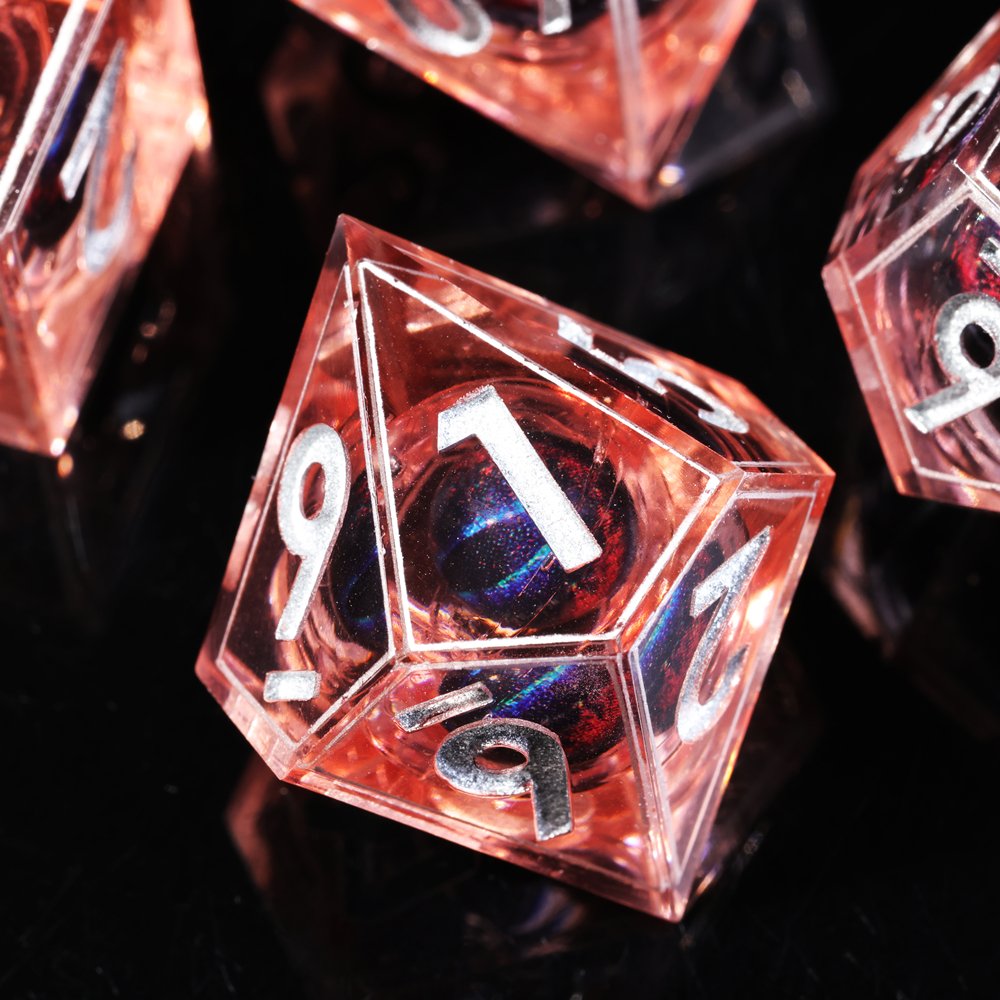 MINI PLANET DND Dice Set Fire Blue Dragon Eye Liquid Core Dice RPG Dungeons&Dragons Wholesale Custom Polyhedral Resin Dice Set