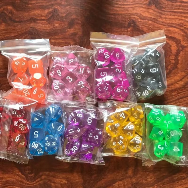 Transparent 7Pcs Acrylic Rpg Games Polyhedral D20 Color Dnd Dice Set For Role Playing Game Rpg Table Board Games