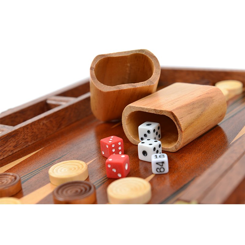 Wood Classic Backgammon Board Game Set Inlay Star Board Game Pieces with dice and wooden pieces