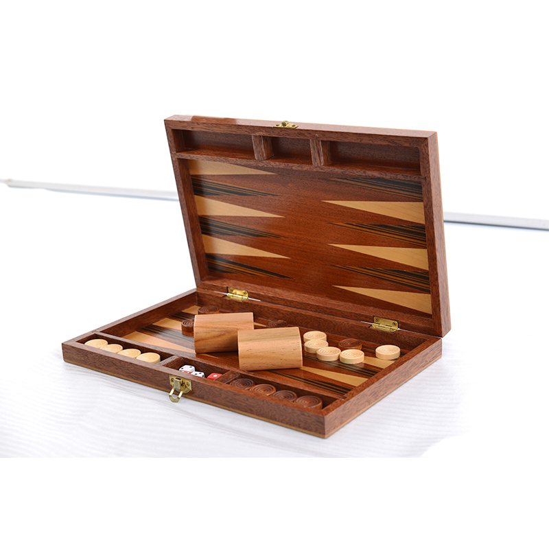 Wood Classic Backgammon Board Game Set Inlay Star Board Game Pieces with dice and wooden pieces