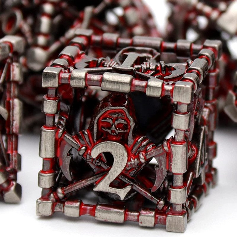 MINI PLANET Metal DND Dice Set Reaper Hollow Metal Polyhedral Dice RPG Table Game Dragon and Dungeon Wholesale DND Dice Set