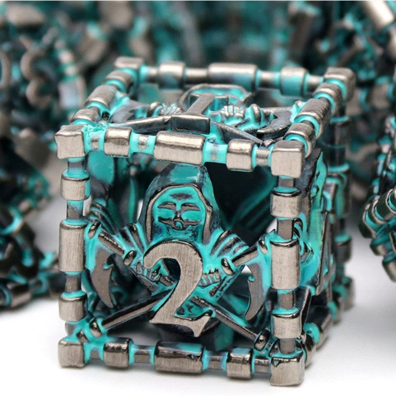 MINI PLANET Metal DND Dice Set Reaper Hollow Metal Polyhedral Dice RPG Table Game Dragon and Dungeon Wholesale DND Dice Set