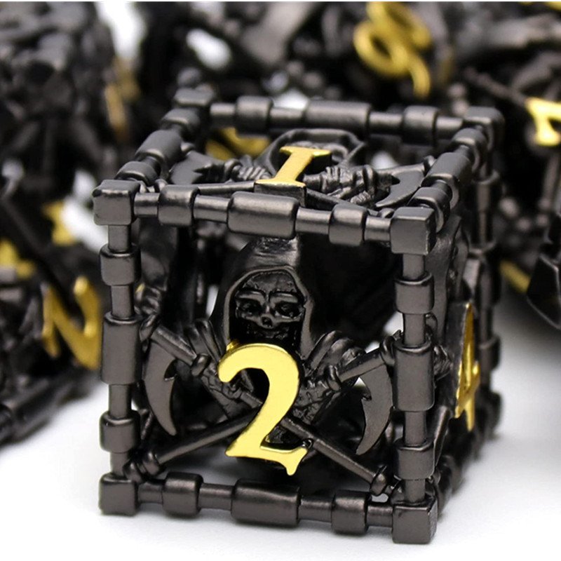 MINI PLANET Metal DND Dice Set Reaper Hollow Metal Polyhedral Dice RPG Table Game Dragon and Dungeon Wholesale DND Dice Set