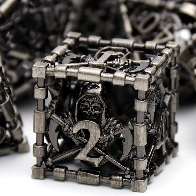 MINI PLANET Metal DND Dice Set Reaper Hollow Metal Polyhedral Dice RPG Table Game Dragon and Dungeon Wholesale DND Dice Set