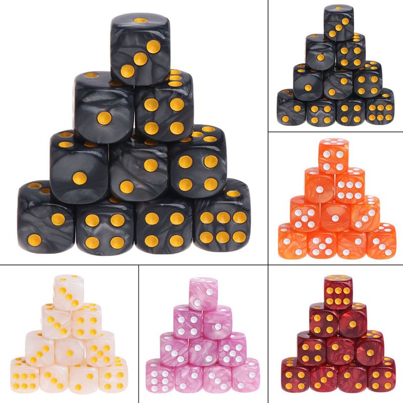 Multiple Size Resin Color Dice Transparent Black And White Dice Set D6 Acrylic Plastic Custom Logo Print Clear Classic Game Dice