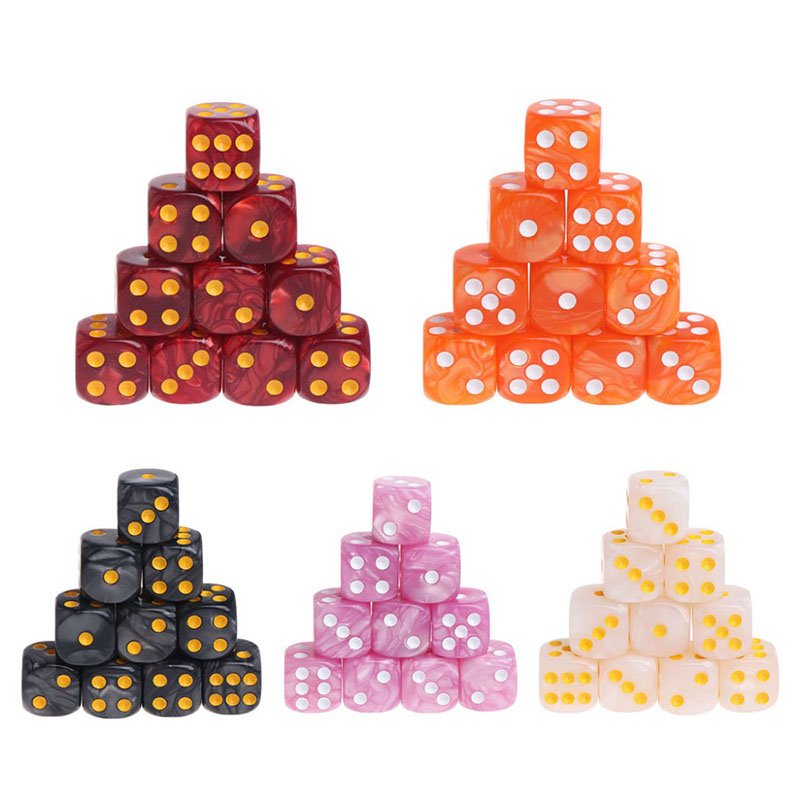 Multiple Size Resin Color Dice Transparent Black And White Dice Set D6 Acrylic Plastic Custom Logo Print Clear Classic Game Dice