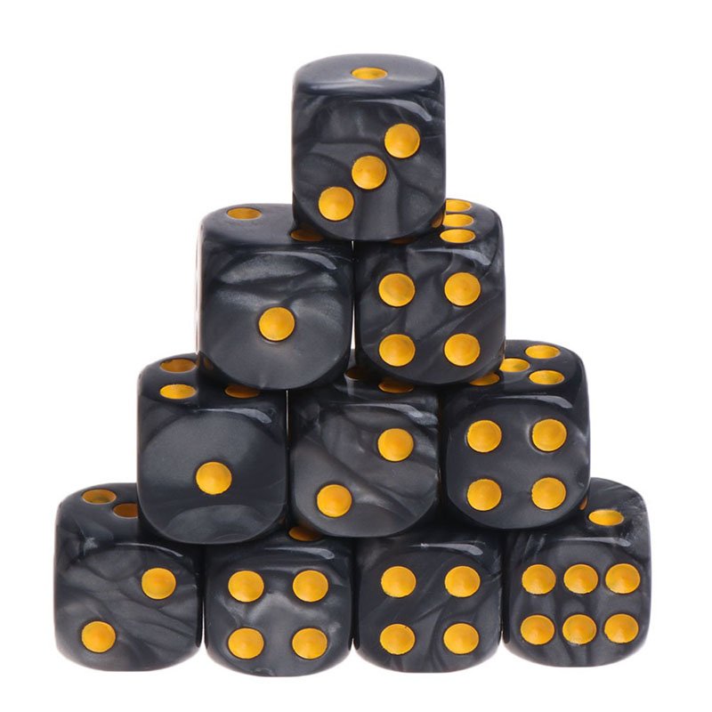 Multiple Size Resin Color Dice Transparent Black And White Dice Set D6 Acrylic Plastic Custom Logo Print Clear Classic Game Dice