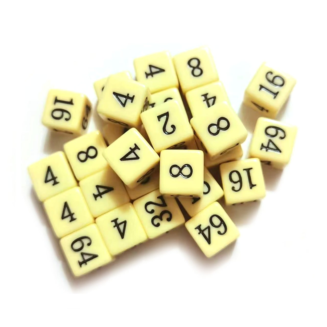 D6 Multiple Math Teaching Dice White Yellow Square Acrylic Polyhedron Dice Multiples of 2 Math Teaching Dice Factory Wholesale