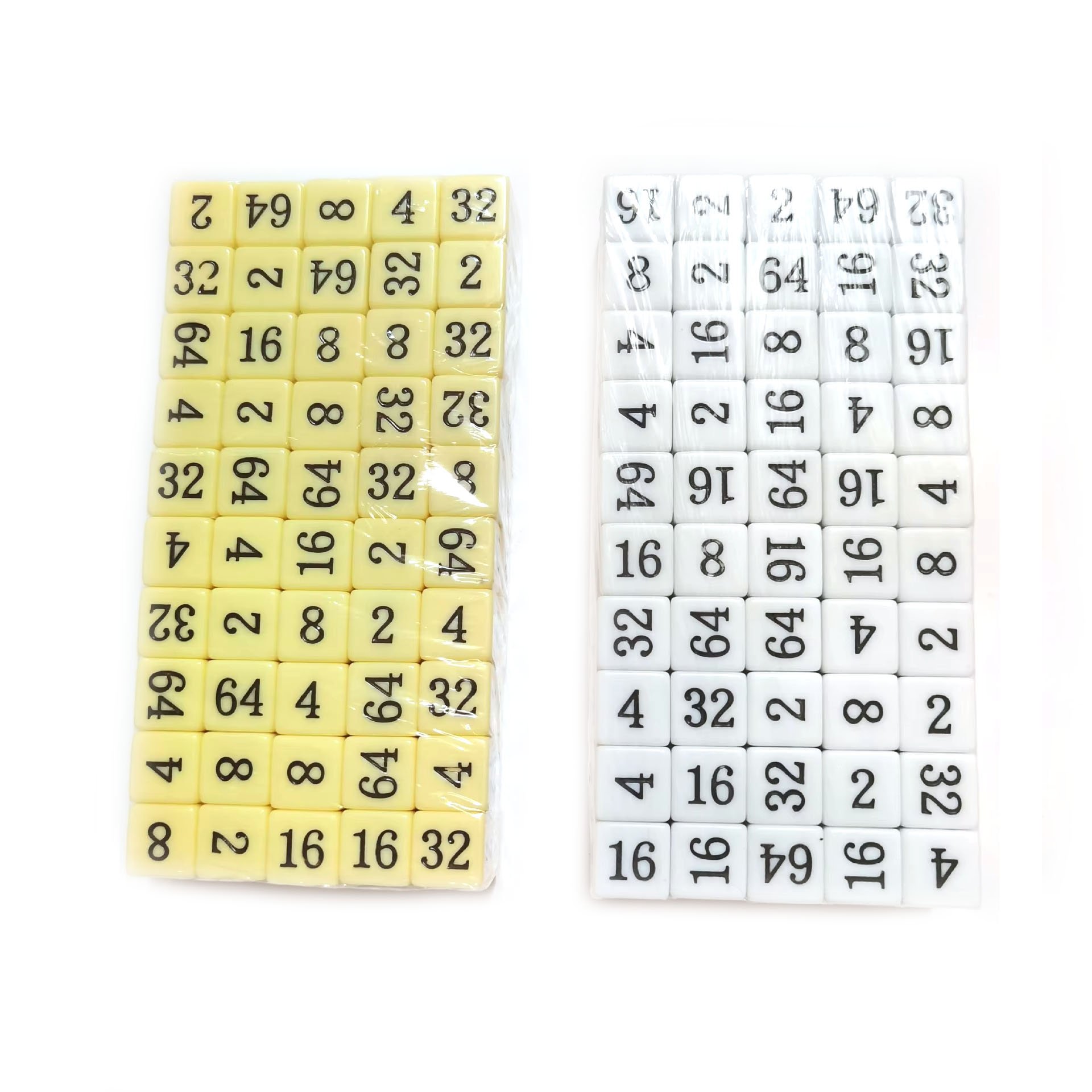 D6 Multiple Math Teaching Dice White Yellow Square Acrylic Polyhedron Dice Multiples of 2 Math Teaching Dice Factory Wholesale