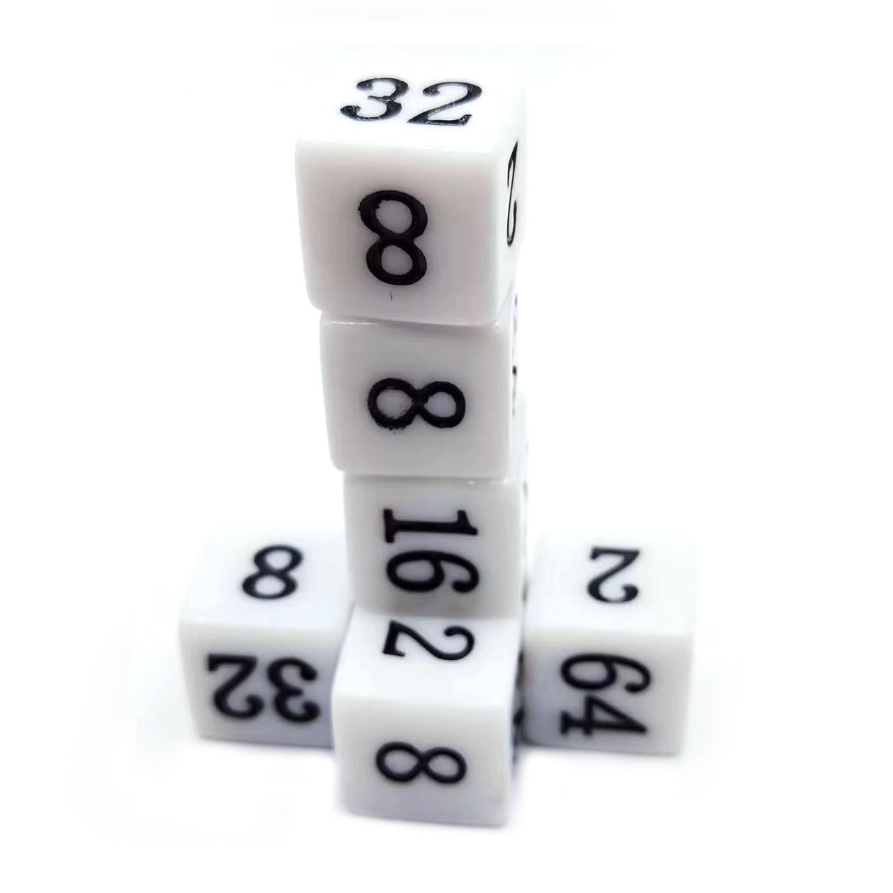 D6 Multiple Math Teaching Dice White Yellow Square Acrylic Polyhedron Dice Multiples of 2 Math Teaching Dice Factory Wholesale