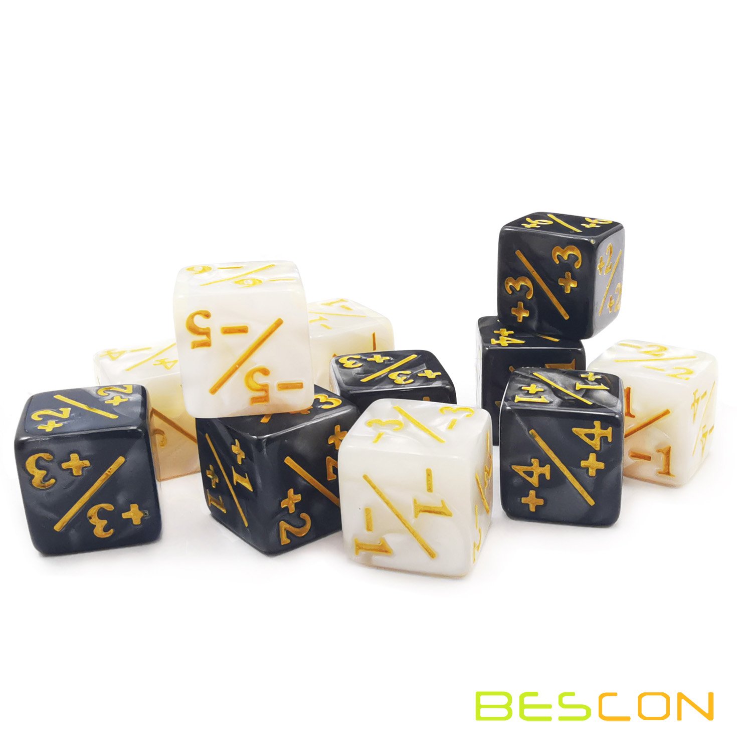 12pcs 16mm Positive and Negative D6 Dice Counters Set in Brick Box, Marble Token Dice Loyalty Dice Compatible with MTG, CCG, Car