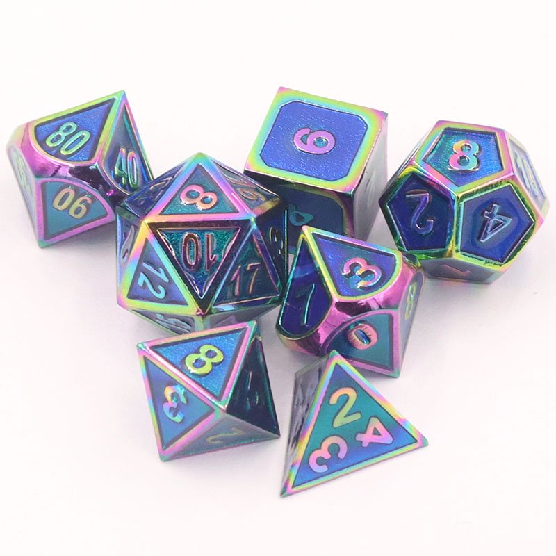 Custom Logo D6D20 Polyhedral Dice Set Zinc Alloy Metal Dadi for DND Game 20mm Size
