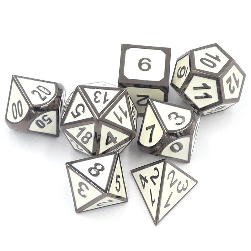 Custom Logo D6D20 Polyhedral Dice Set Zinc Alloy Metal Dadi for DND Game 20mm Size