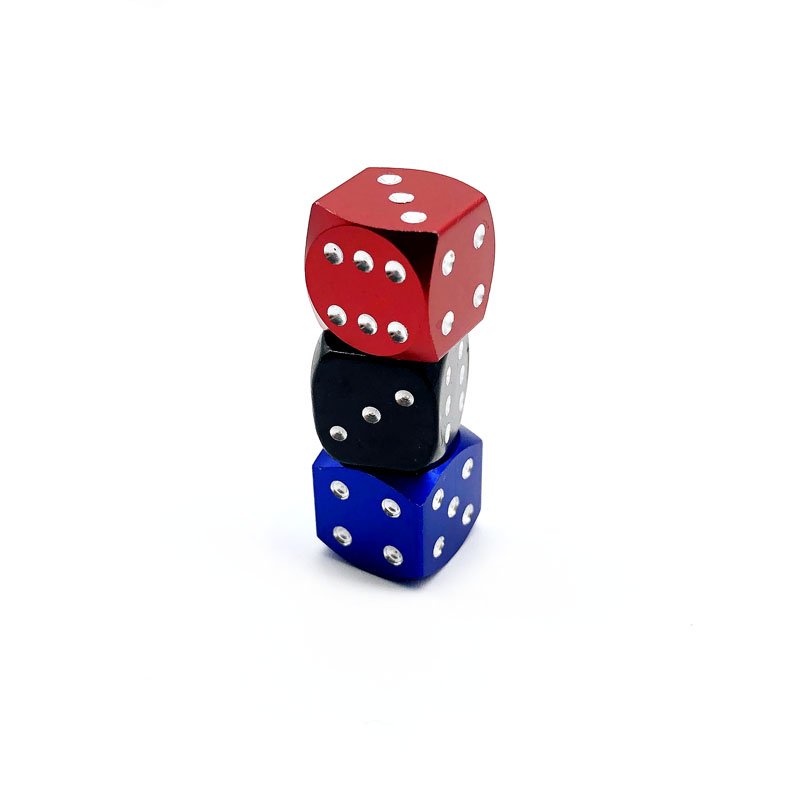 aluminum material tyre valves cap dice shaped tire valve caps colorful