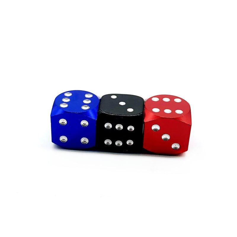 aluminum material tyre valves cap dice shaped tire valve caps colorful
