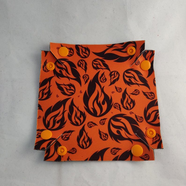 Fire and Flames Dice Mat Soft Neoprene Dice Tray Foldable Collapsible Tray Portable Lightweight Tray Board Game Gift