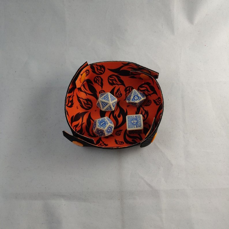 Fire and Flames Dice Mat Soft Neoprene Dice Tray Foldable Collapsible Tray Portable Lightweight Tray Board Game Gift