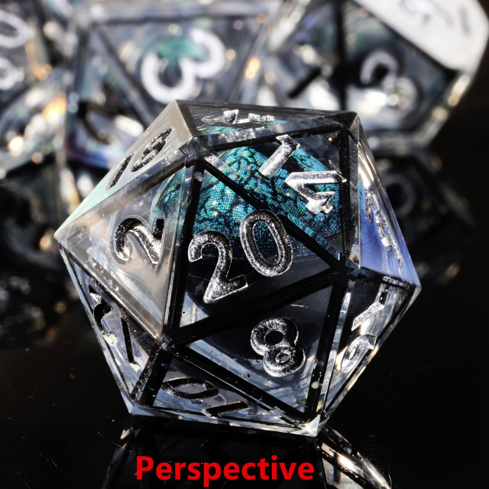 MINI PLANET DND Dice Set Black Dragon Eye Liquid Core Dice RPG Dungeons&Dragons Wholesale Custom Handmade Polyhedral Resin Dice