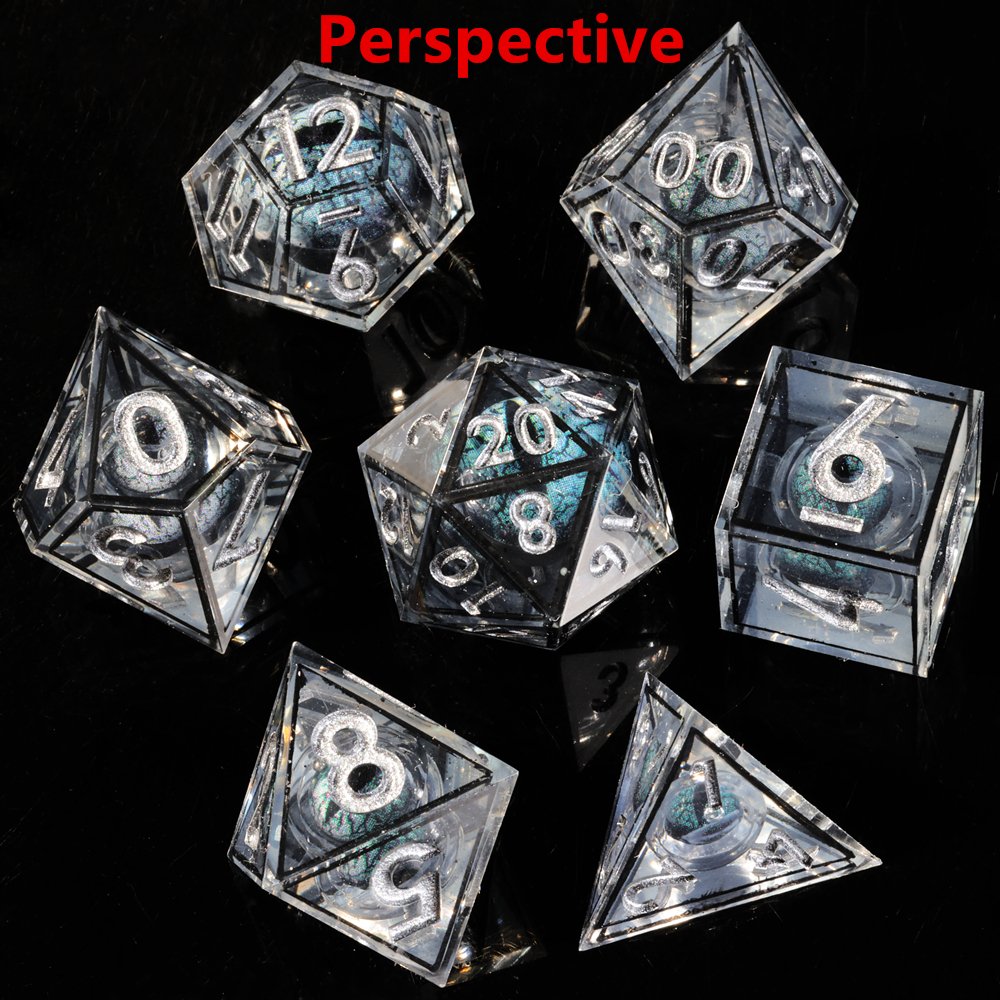 MINI PLANET DND Dice Set Black Dragon Eye Liquid Core Dice RPG Dungeons&Dragons Wholesale Custom Handmade Polyhedral Resin Dice