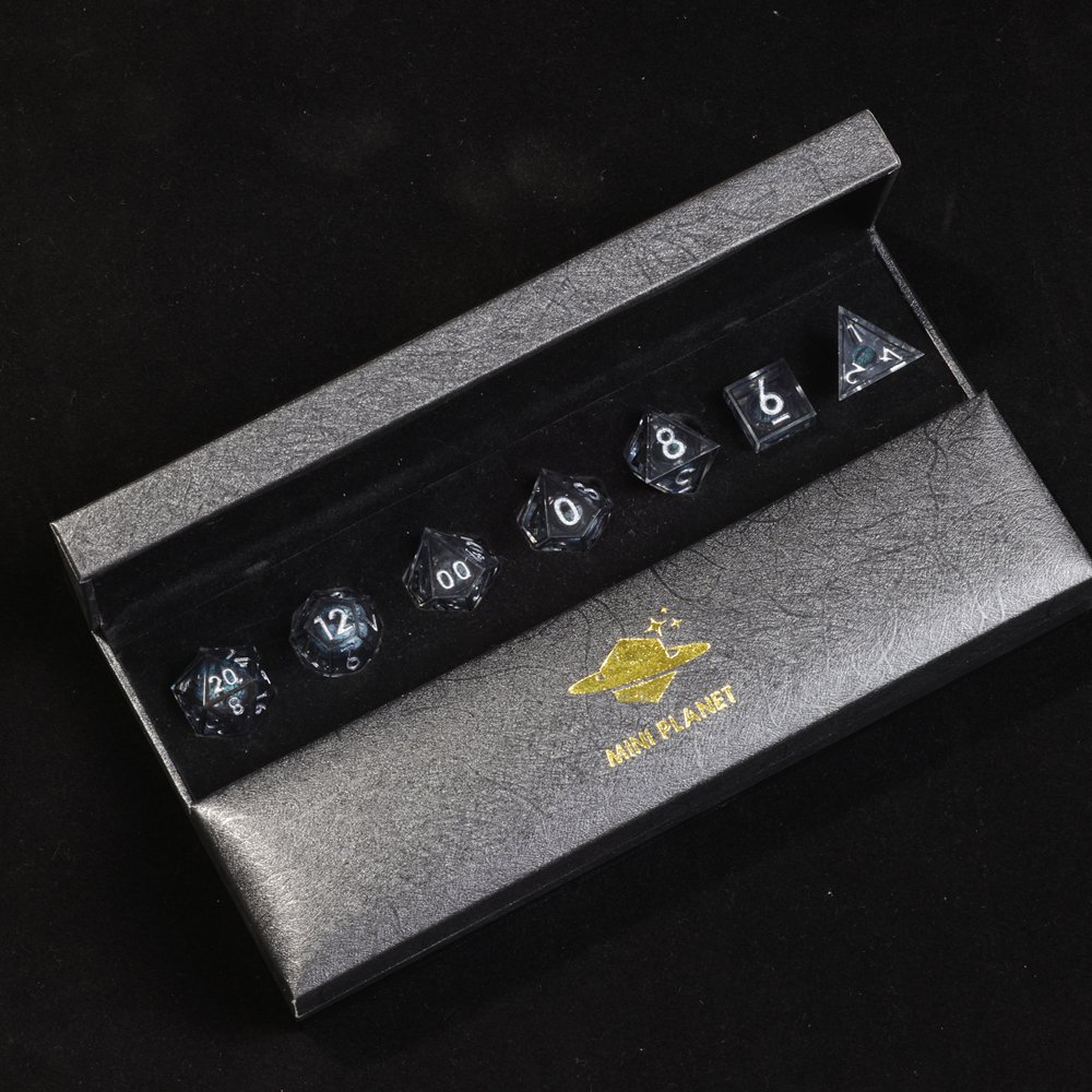 MINI PLANET DND Dice Set Black Dragon Eye Liquid Core Dice RPG Dungeons&Dragons Wholesale Custom Handmade Polyhedral Resin Dice