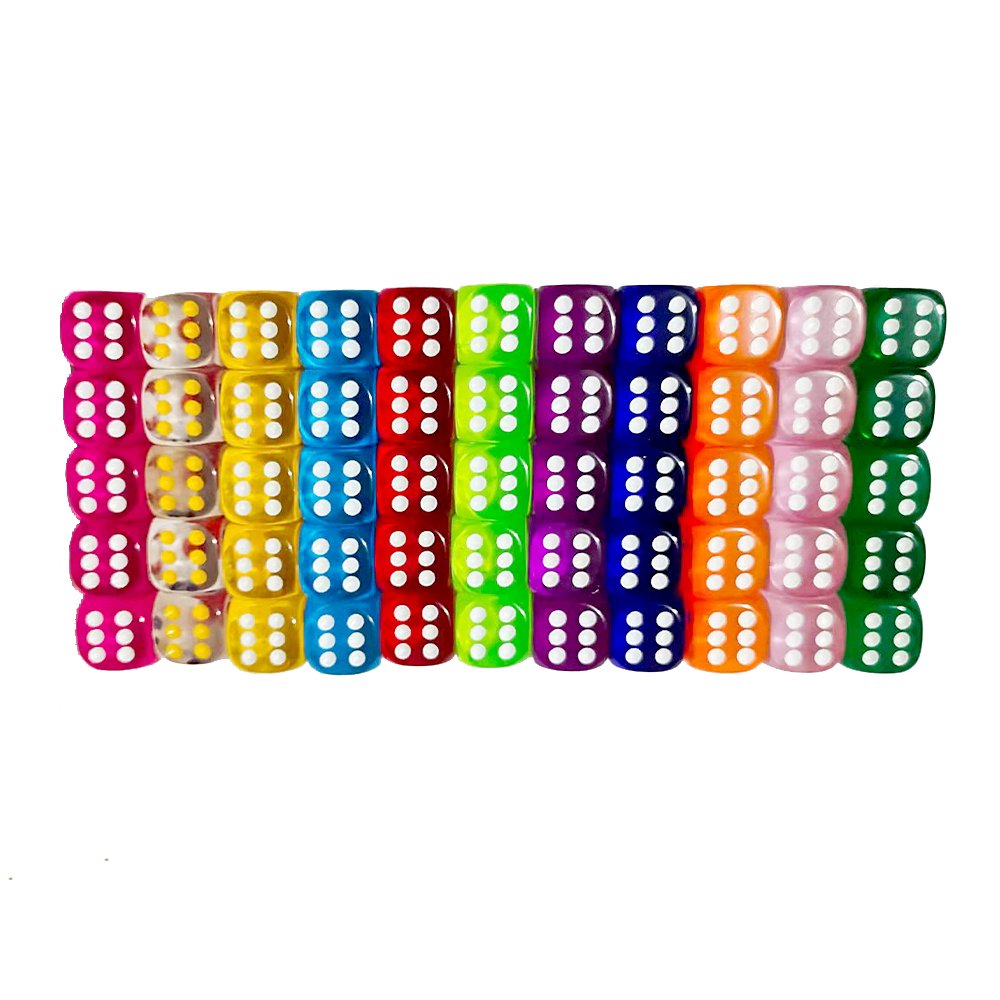 Acrylic 18mm D6 Dice Crystal Transparent Colorful Rounded Corners Dice Game Custom Dice Board Game