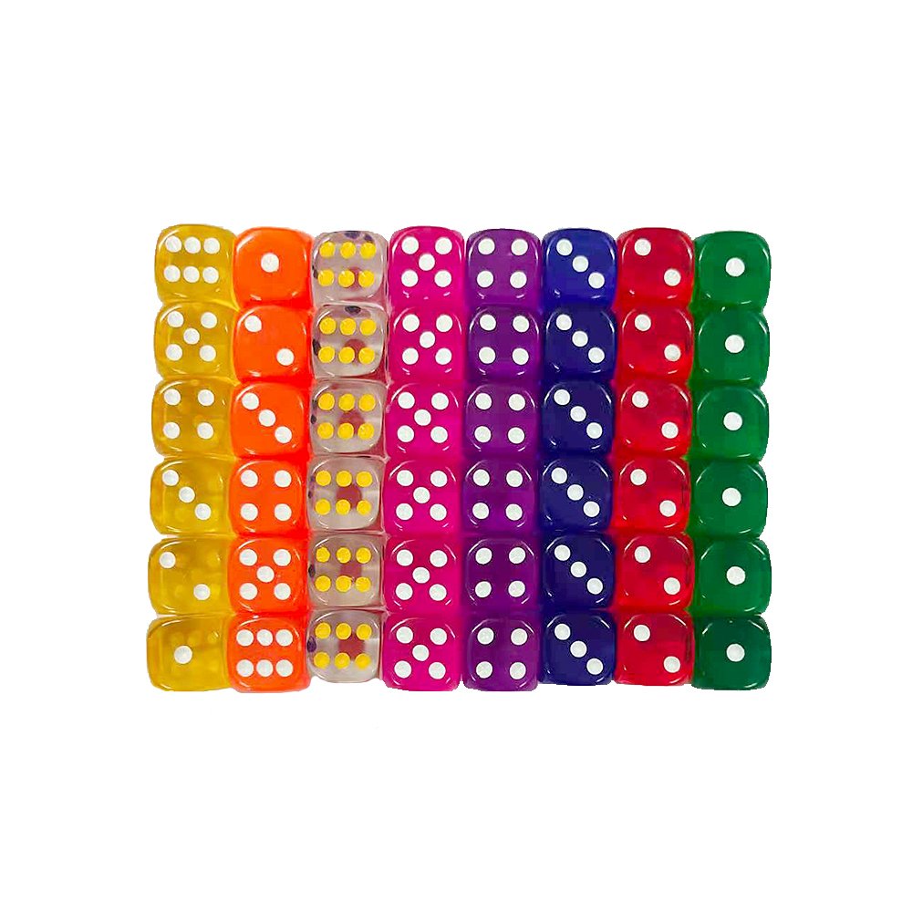 Acrylic 18mm D6 Dice Crystal Transparent Colorful Rounded Corners Dice Game Custom Dice Board Game