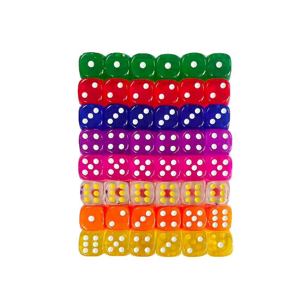 Acrylic 18mm D6 Dice Crystal Transparent Colorful Rounded Corners Dice Game Custom Dice Board Game