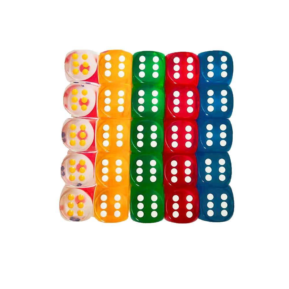 Acrylic 18mm D6 Dice Crystal Transparent Colorful Rounded Corners Dice Game Custom Dice Board Game