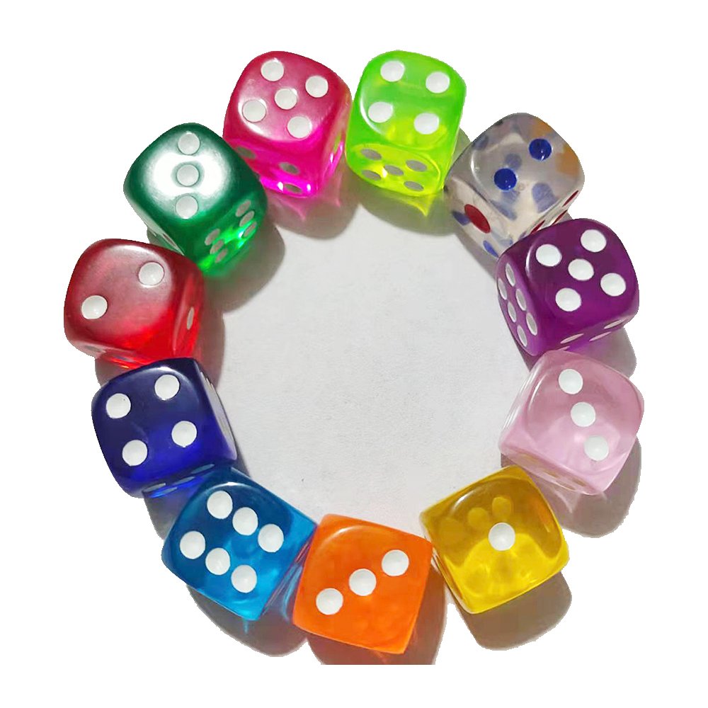 Acrylic 18mm D6 Dice Crystal Transparent Colorful Rounded Corners Dice Game Custom Dice Board Game