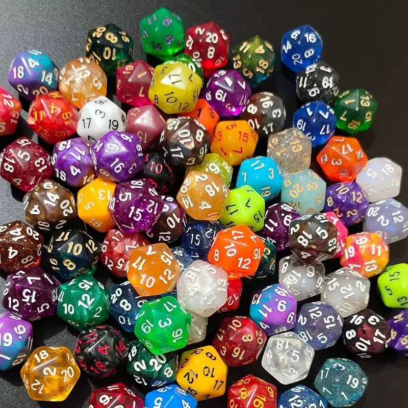 Wholesale Custom Polyhedral DND Dice Set Handmade Transparent Teal Acrylic Dice with Custom Logo for Gaming