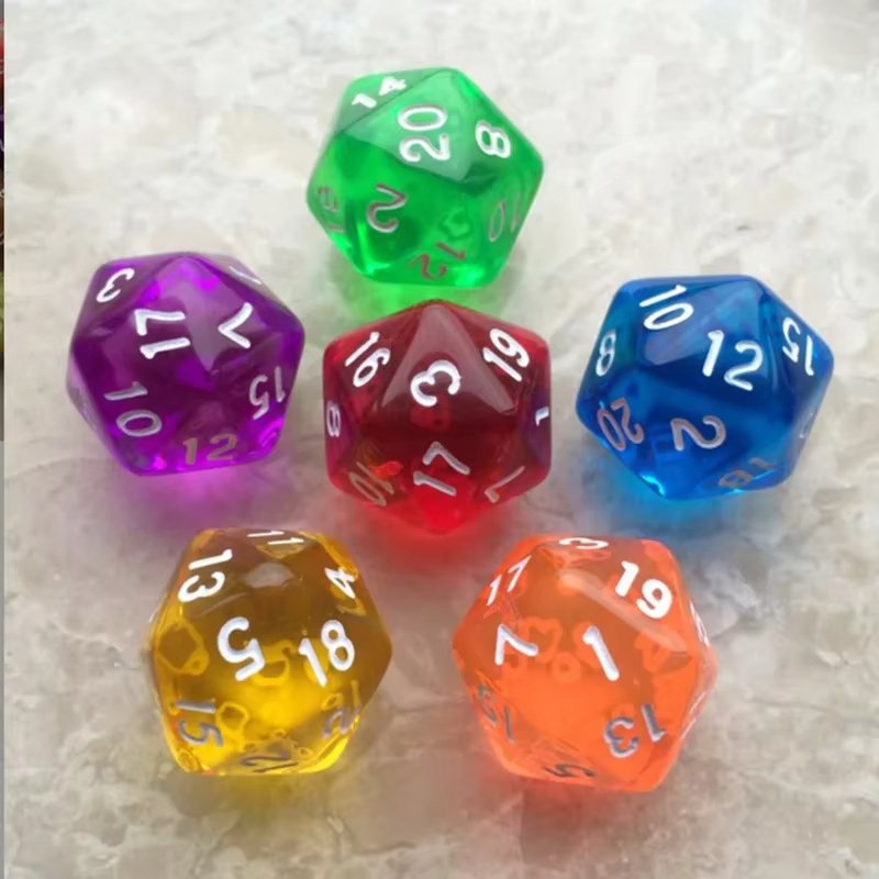 Wholesale Custom Polyhedral DND Dice Set Handmade Transparent Teal Acrylic Dice with Custom Logo for Gaming