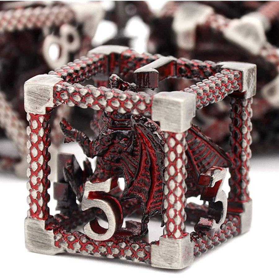 Mini Planet Wholesale RPG Board Games Handmade polyhedral Hollow Copper Metal 7pcs Dice Set Custom Logo for DND MTG Players