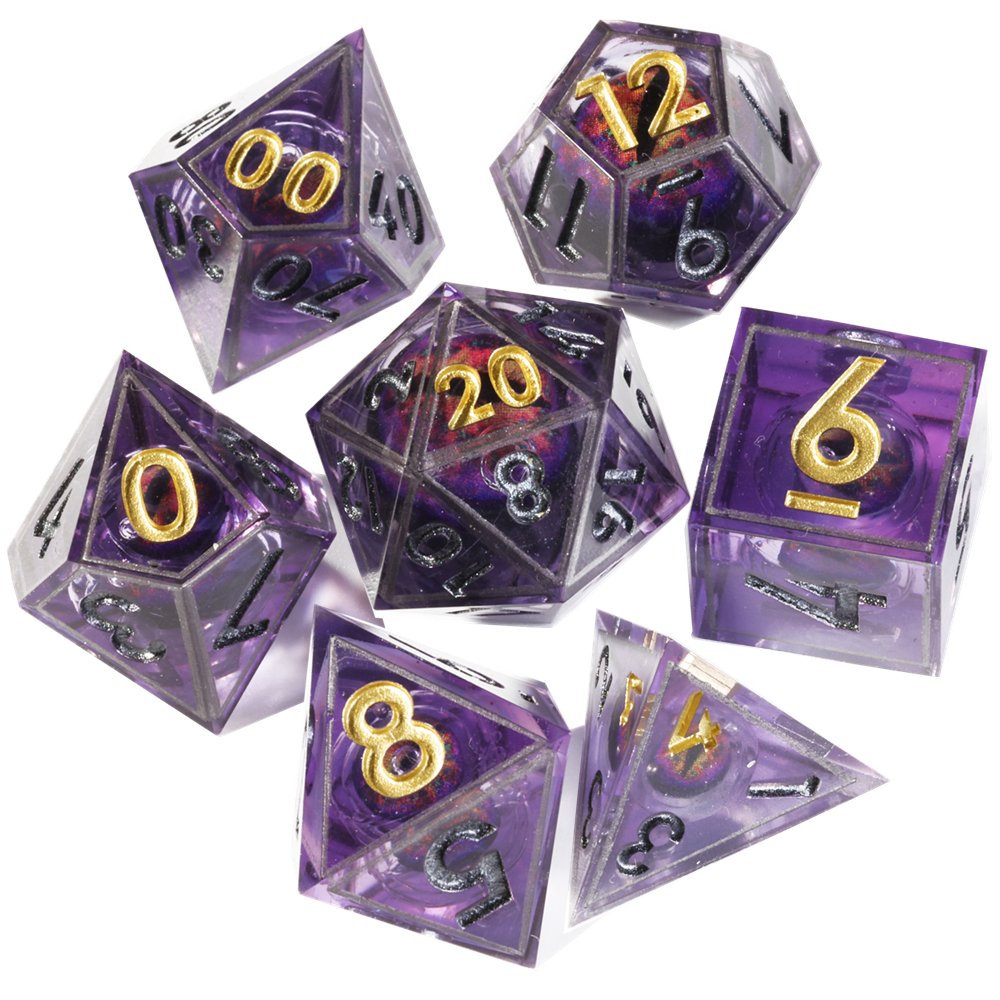 MINI PLANET DND Dice Set Purple Dragon Eye Liquid Core Dice RPG Dungeons&Dragons Wholesale Custom Handmade Polyhedral Resin Dice