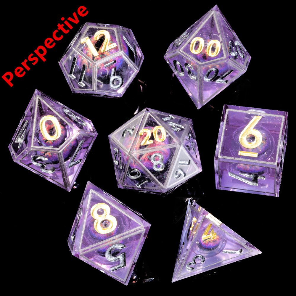 MINI PLANET DND Dice Set Purple Dragon Eye Liquid Core Dice RPG Dungeons&Dragons Wholesale Custom Handmade Polyhedral Resin Dice