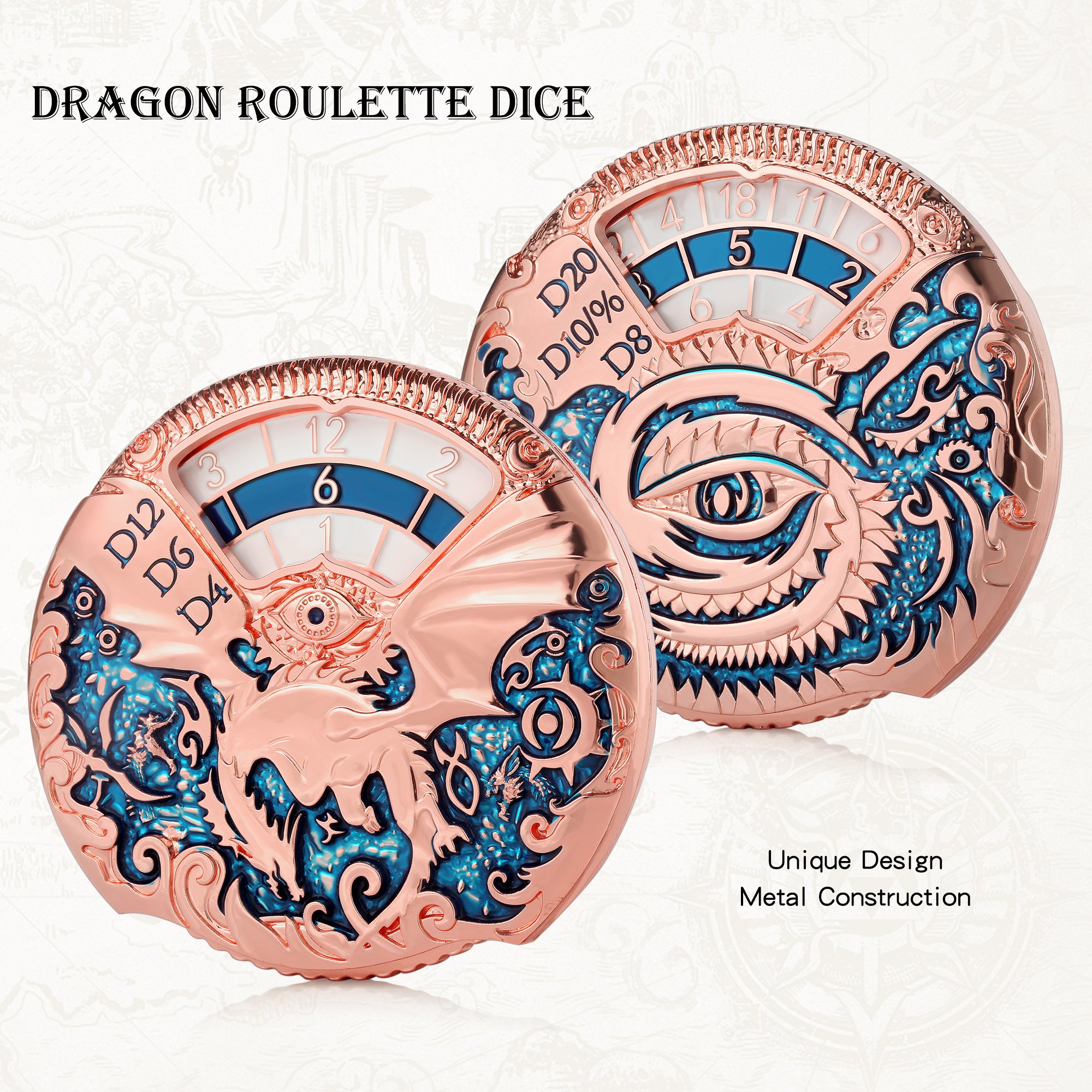 7in1 Roulette Dice D&D Spinner Dungeons and Dragons Spinning Dice Mechanical DND Dice Set with Gift Box for Dungeons and Dragons