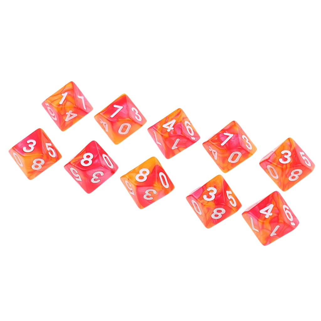 ODM OEM Promotional Precision 1-10 Numbers Polyhedral Set Colored D10 Dice Custom Logo Dice Bulk 10 Sided Dnd Dice