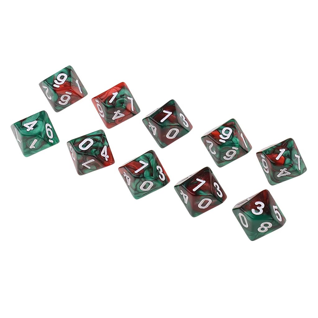 ODM OEM Promotional Precision 1-10 Numbers Polyhedral Set Colored D10 Dice Custom Logo Dice Bulk 10 Sided Dnd Dice