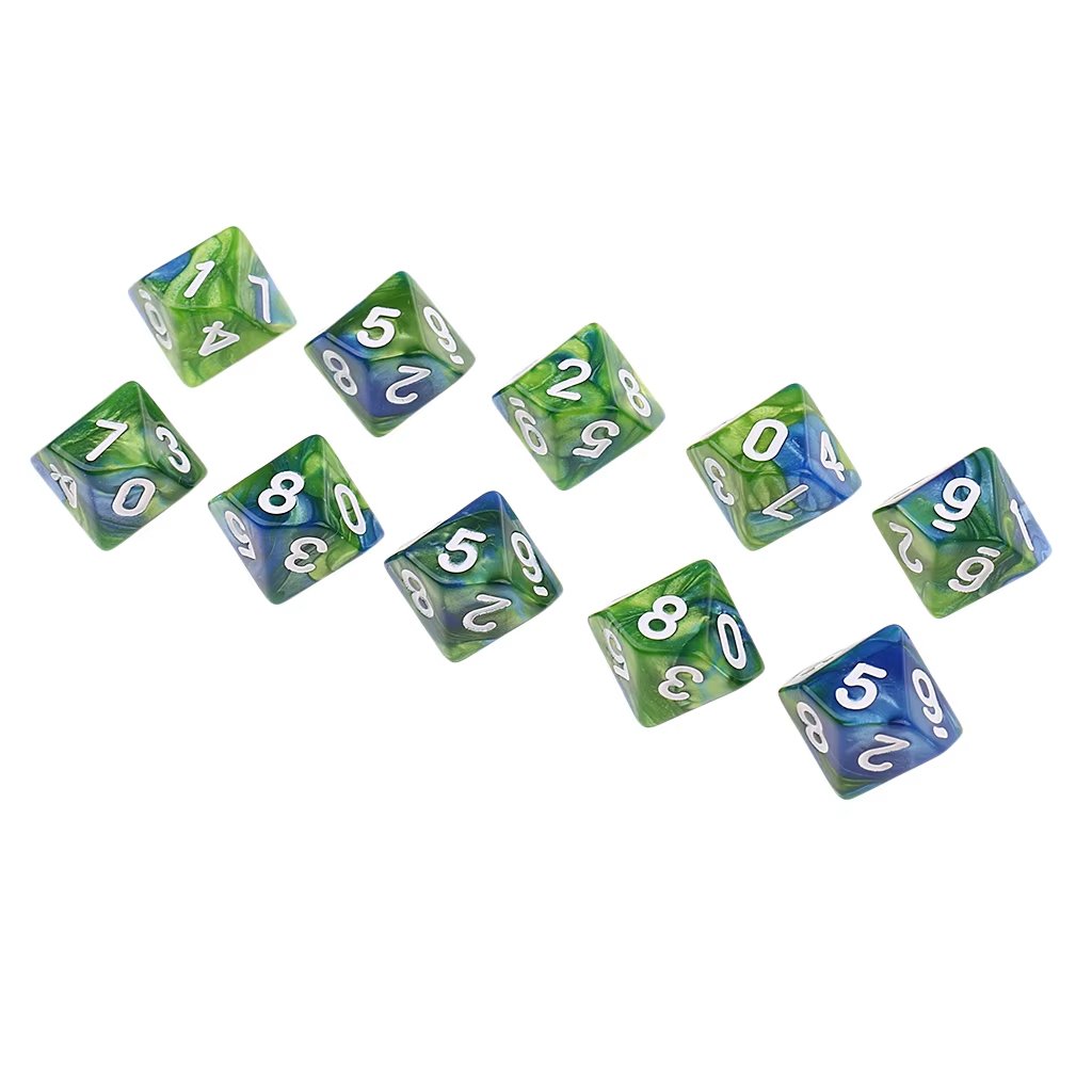 ODM OEM Promotional Precision 1-10 Numbers Polyhedral Set Colored D10 Dice Custom Logo Dice Bulk 10 Sided Dnd Dice