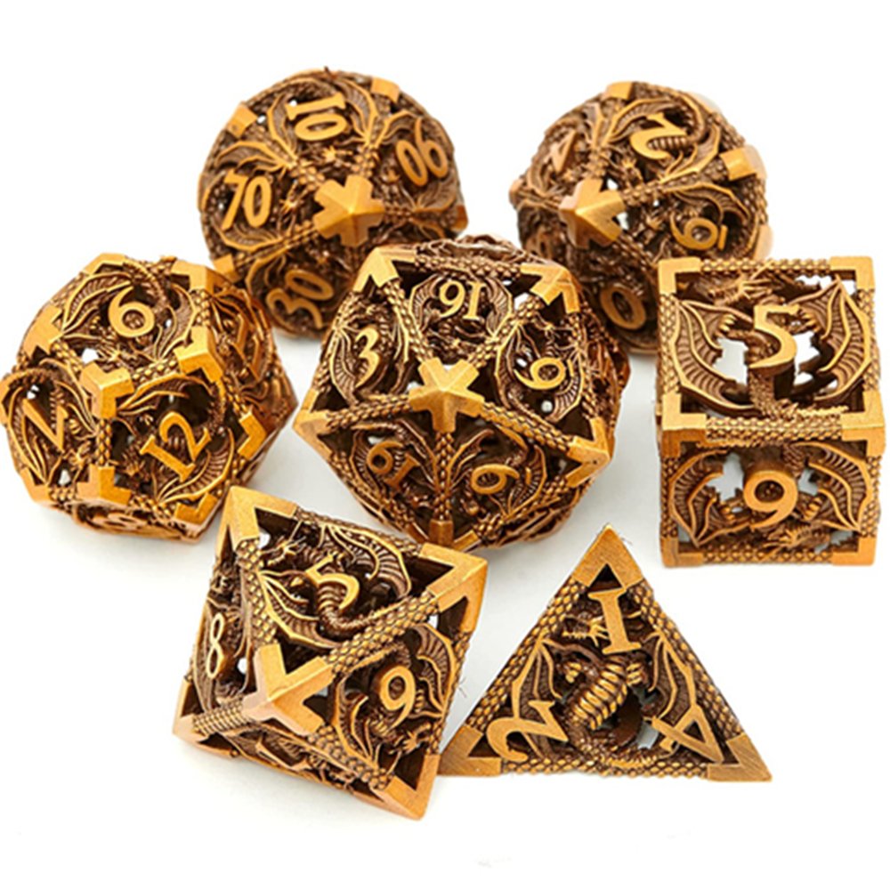 MINI PLANET Hollow Dragon Metal DND Dice Set Polyhedral Dice RPG Dungeons&Dragons Board Game Wholesale Custom Metal Dice Box Set