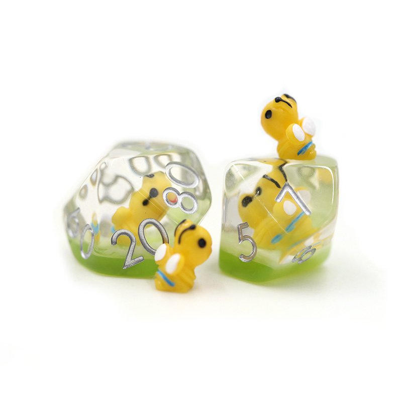 Dungeons & Dragons 7pcs set custom dice resin polyhedral inclusion resin bee dice