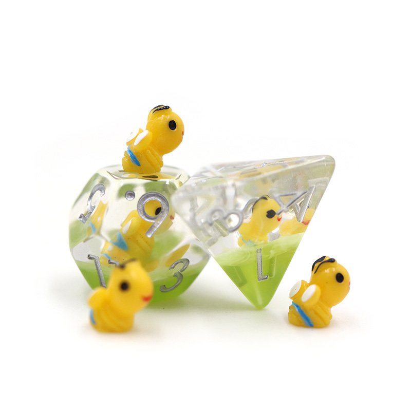 Dungeons & Dragons 7pcs set custom dice resin polyhedral inclusion resin bee dice