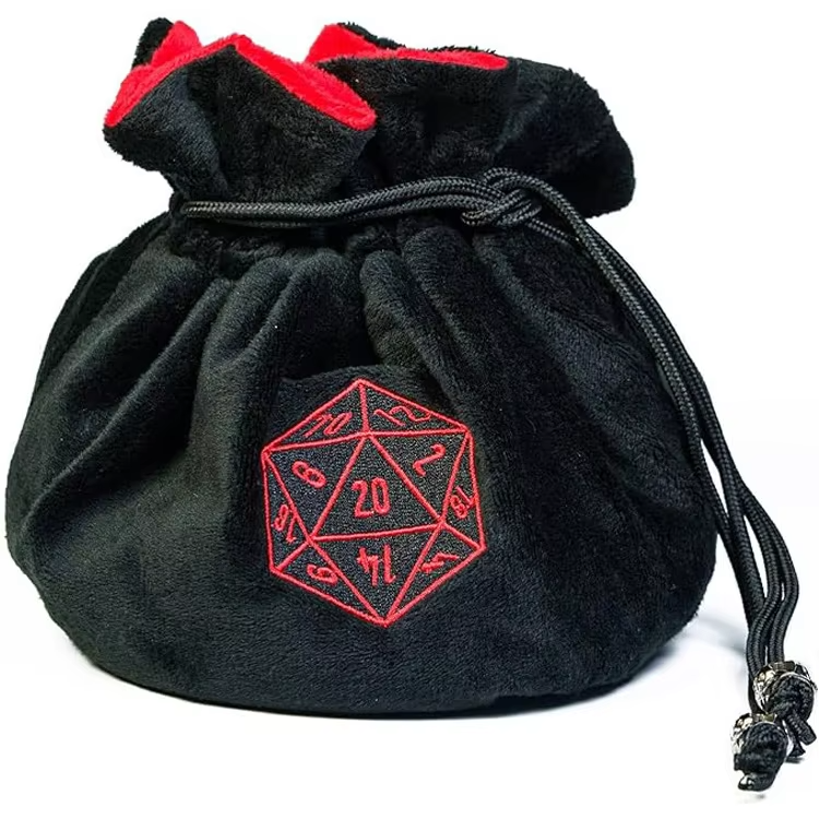 Flannel Velvet Drawstring custom logo rpg dungeons and dragons d&d Dice Bag Case packaging