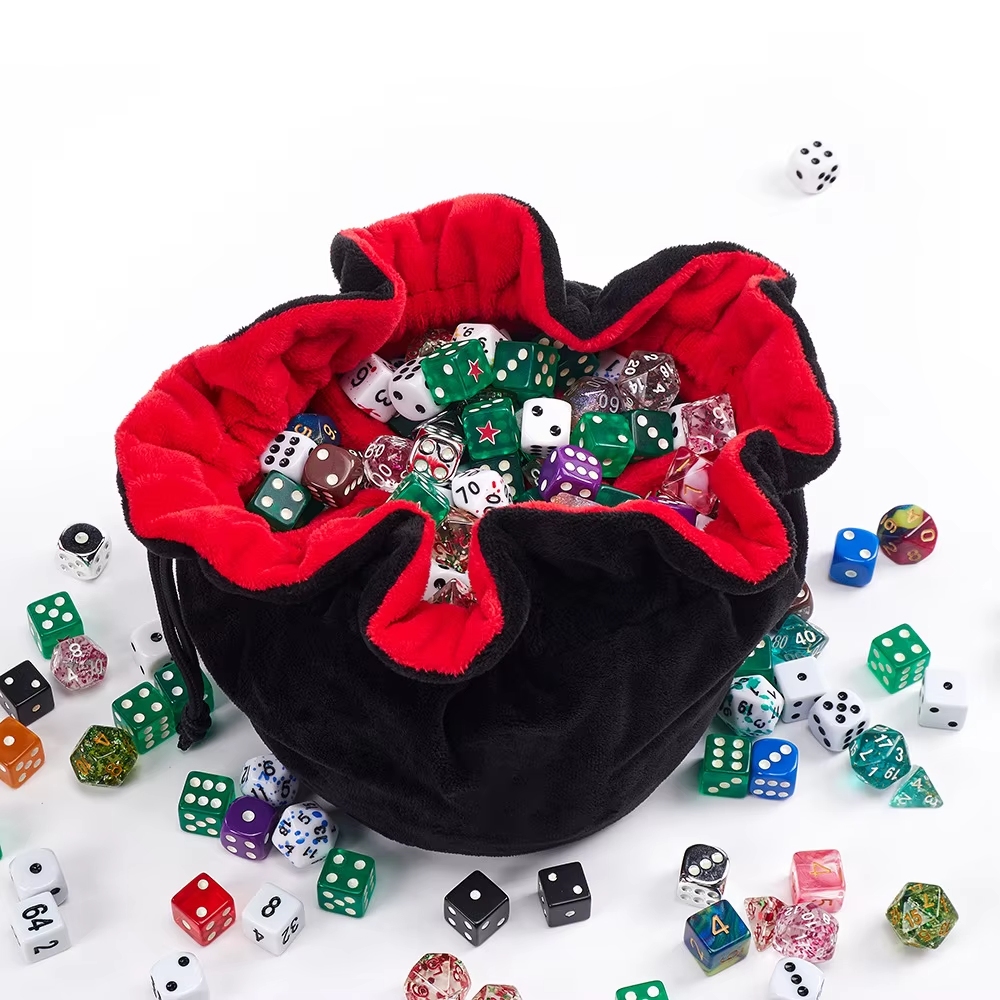 Flannel Velvet Drawstring custom logo rpg dungeons and dragons d&d Dice Bag Case packaging