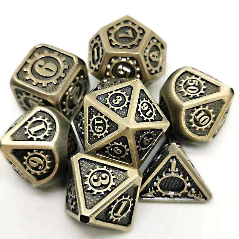 Wholesale Gear Steampunk Dice DND Game Roleplaying Dice Dungeons & Dragons RPG & Pathfinder Metal Dice Set