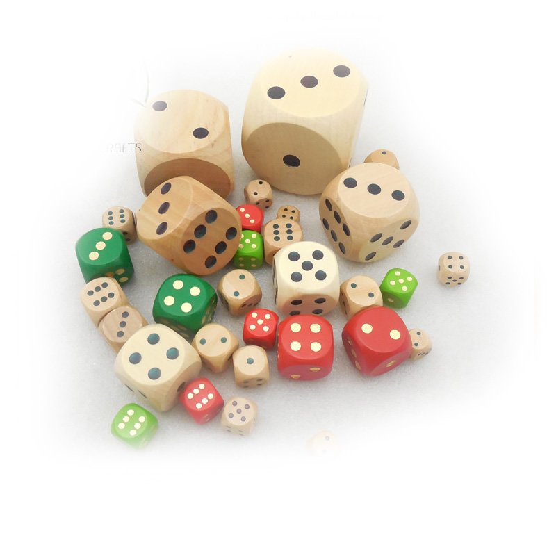 Natural wooden dice with gold dot ,wooden game dice -12MM/16MM/18MM/20MM