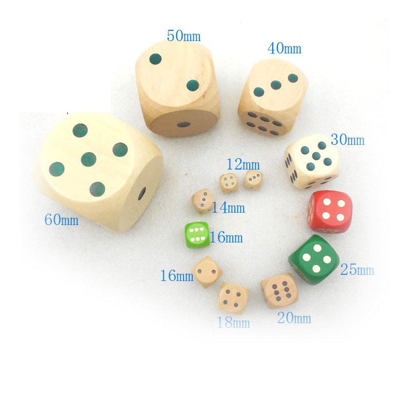 Natural wooden dice with gold dot ,wooden game dice -12MM/16MM/18MM/20MM